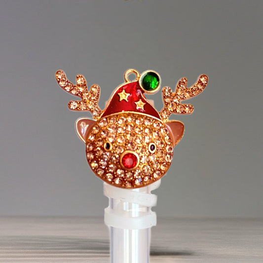 Rudolph Bling Deluxe Straw Topper