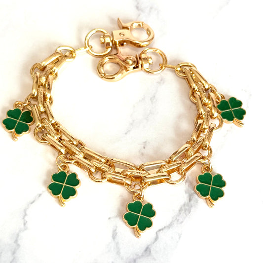 Lucky Clover Deluxe Tumbler Charm Necklace