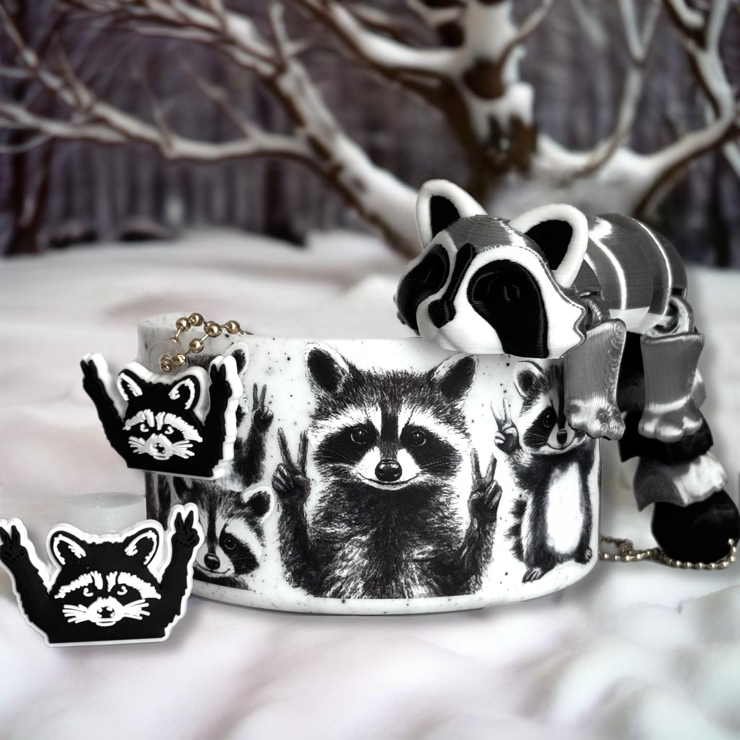 TRASH PANDA ‘Ricky’ Raccoon 3D Deluxe Charm - Tumbler Handle Charm