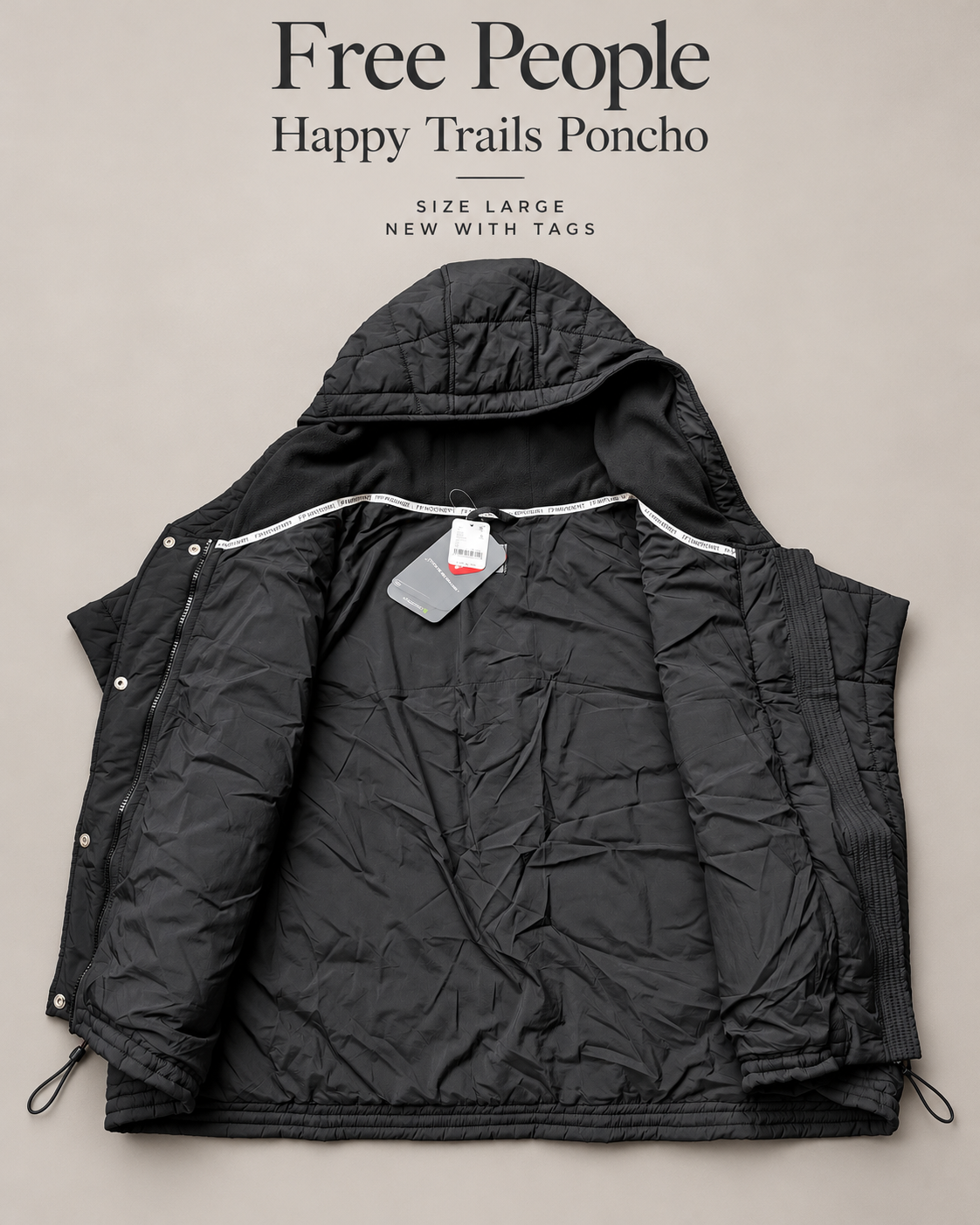 Free People Happy Trails Poncho — Black, Size Large
