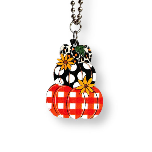 Plaid Pumpkin Charm - Tumbler Handle Charm