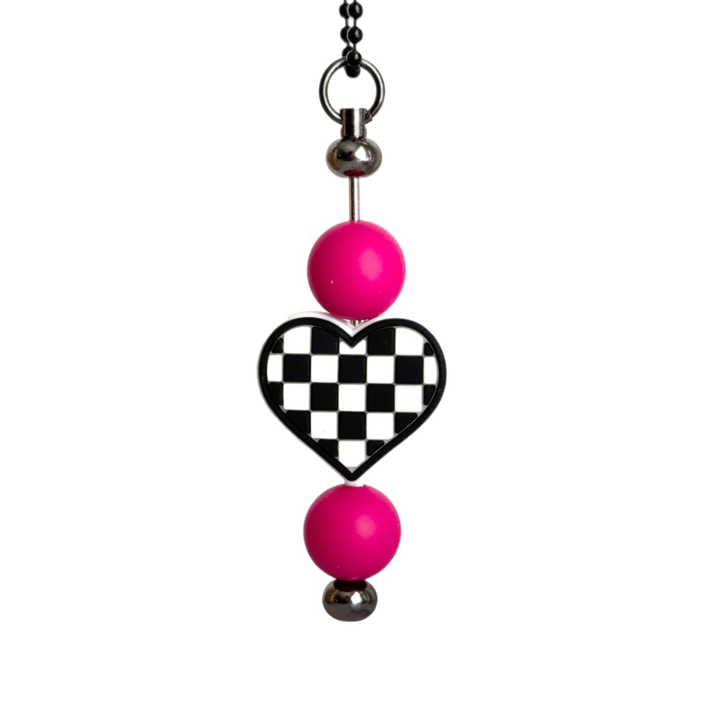 Checker Heart Bar Charm - Tumbler Handle Charm