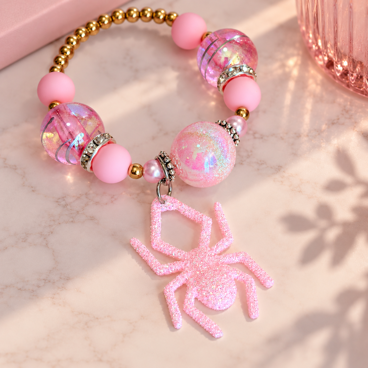 Pink Sugar Spider Webs Halo Charm - Tumbler Handle Charm