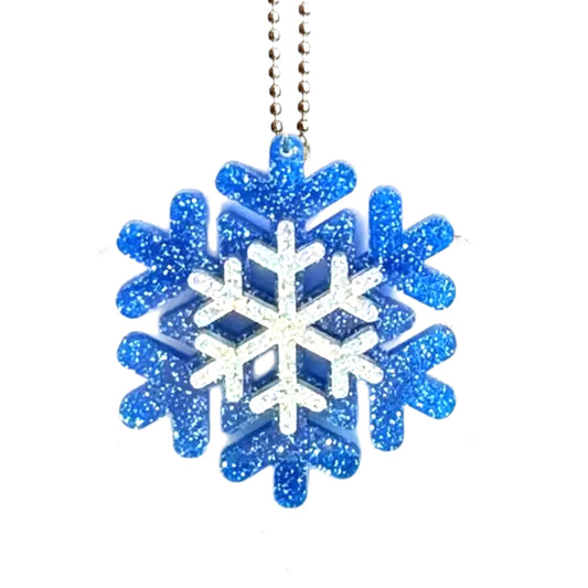 Blue Glitter Snowflake Charm - Tumbler Handle Charm