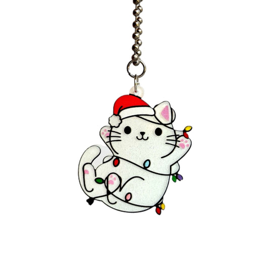 CHRISTMAS KITTY Charm - Tumbler Handle Charm