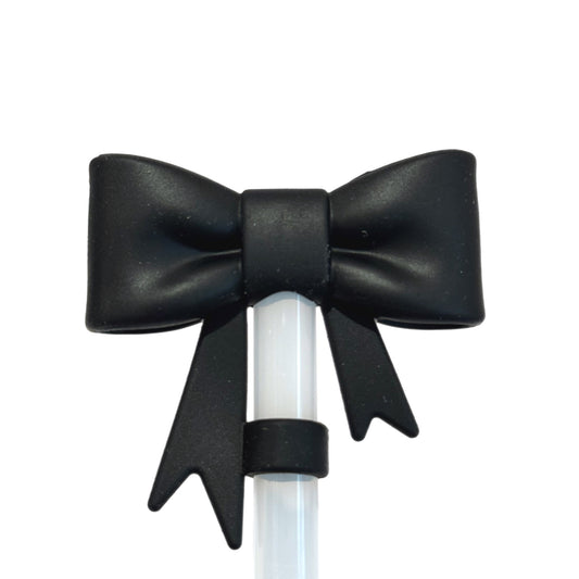 Black 3D Bow Straw Topper