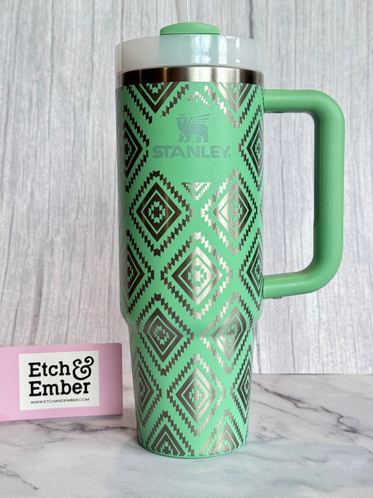 Aztec Engraved Stanley 30oz- Ready to Ship- Jade