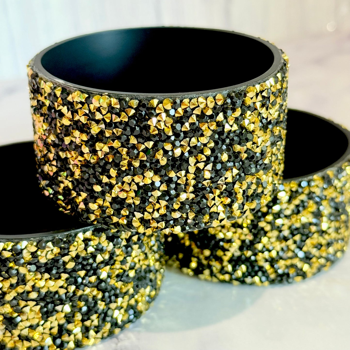 Black & Gold Druzy BLING Tumbler Boot -fits 40oz New!