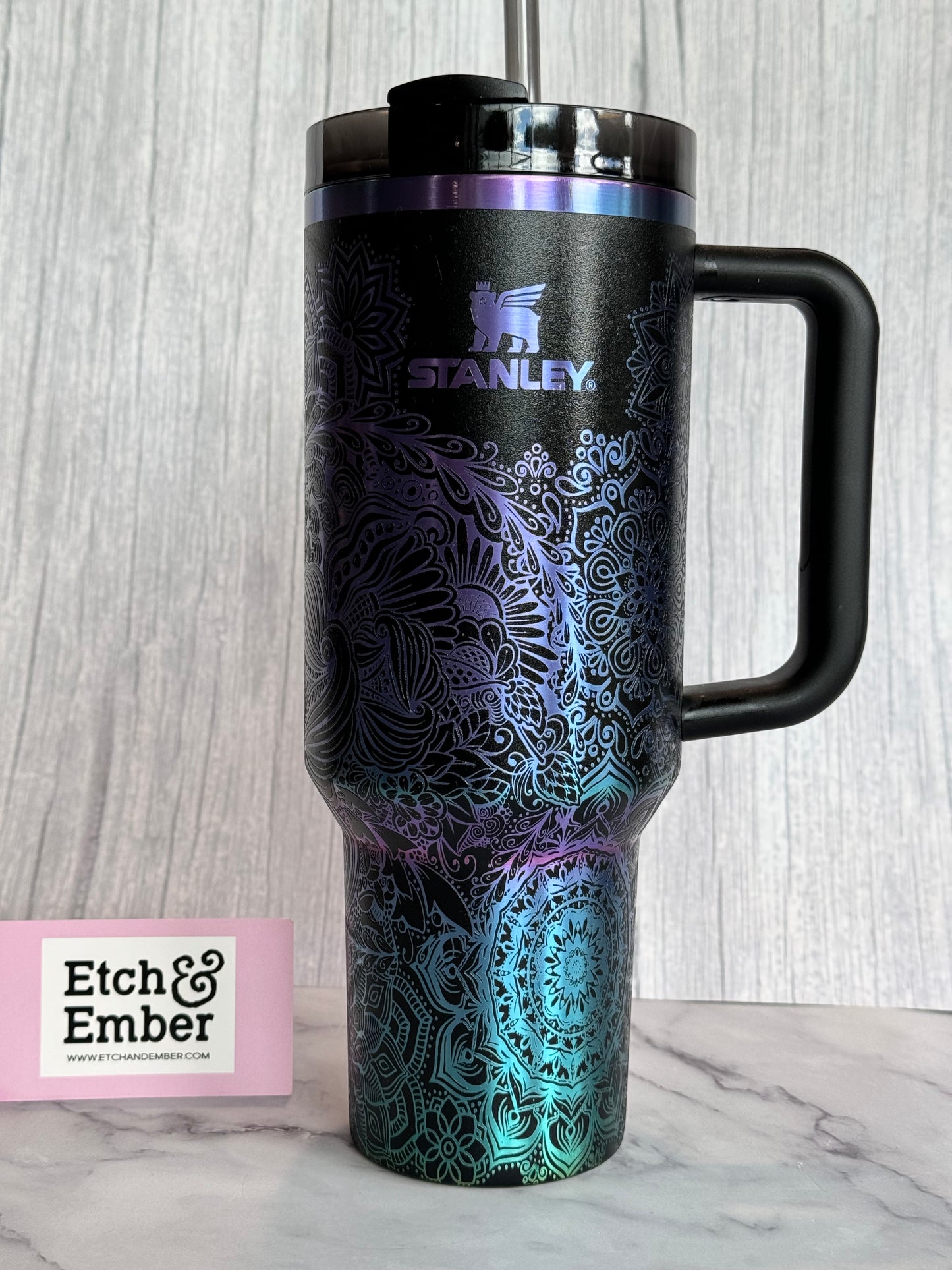 Mandala Engraved Stanley 40oz- Ready to Ship- Chroma