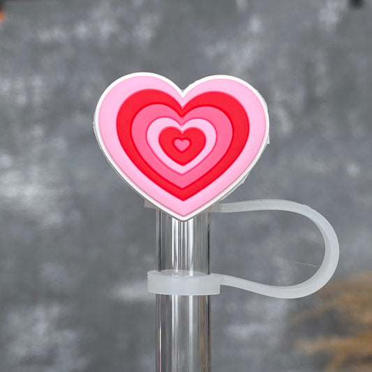 Hearts Straw Topper- pink red