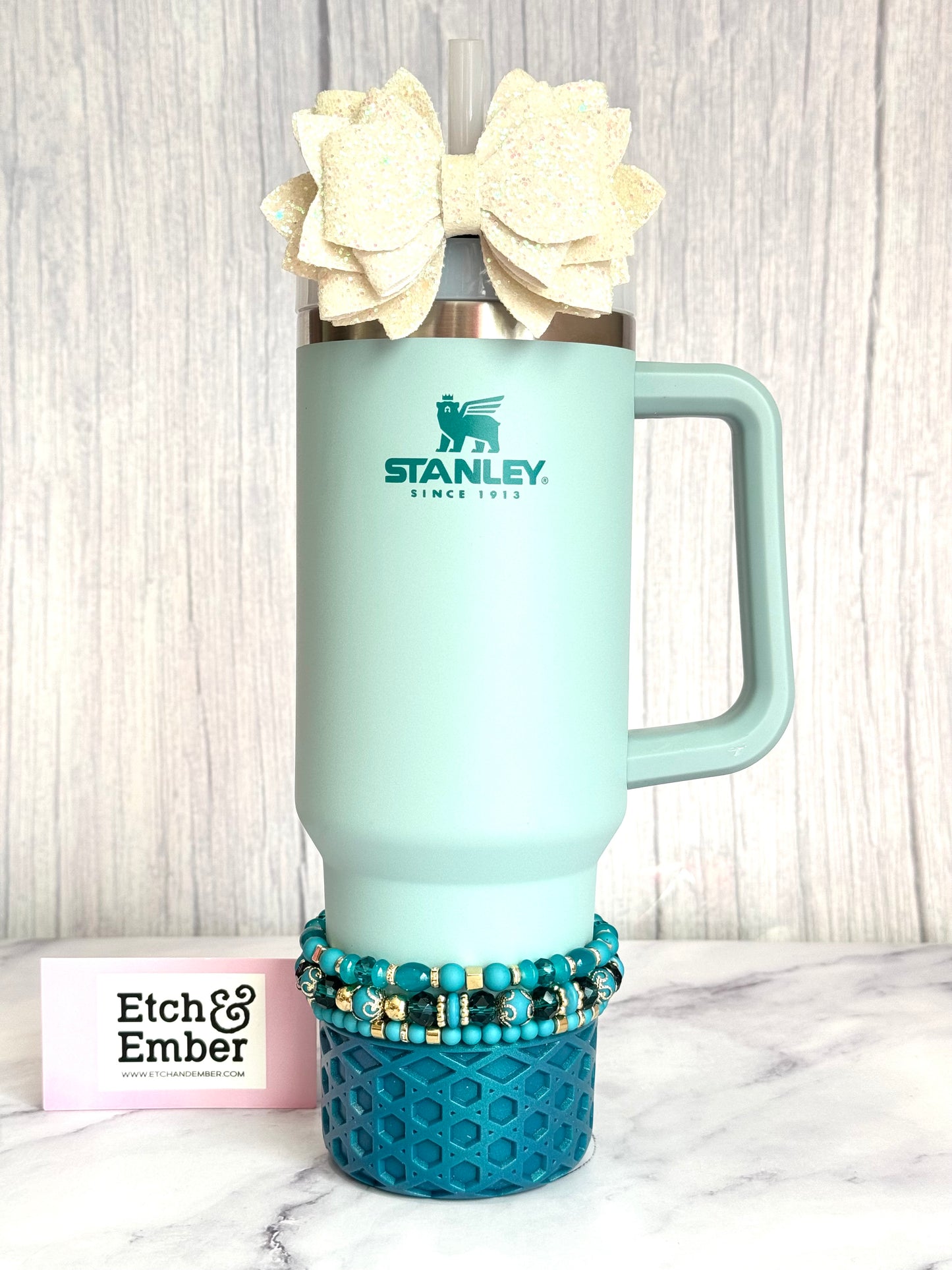 Seafoam Teal Tumbler Bracelet Stack -fits 30-40oz