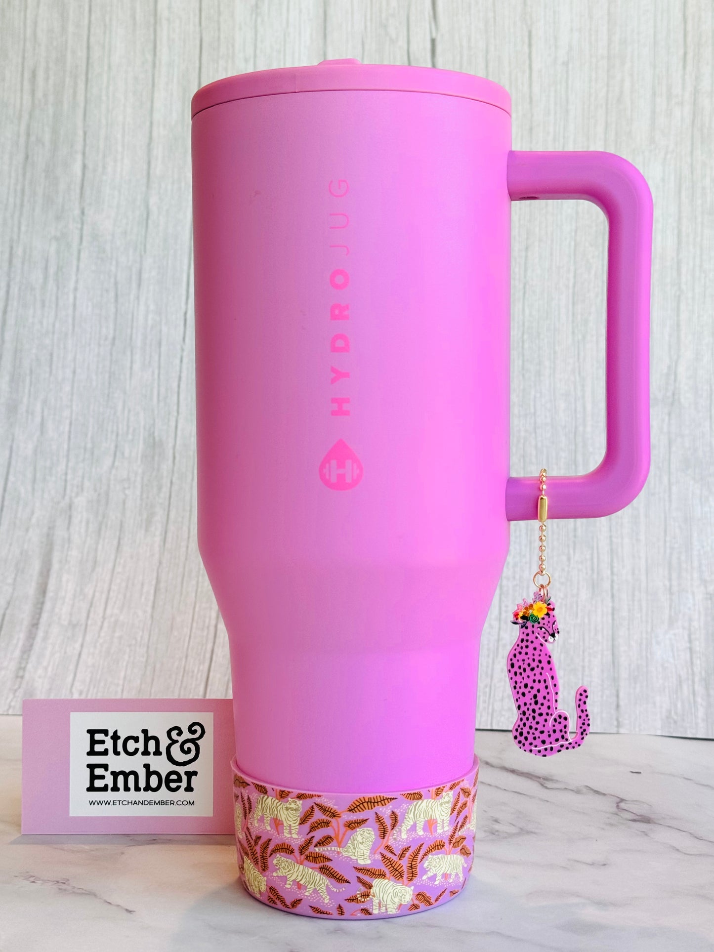 Pink Leopard Charm - Tumbler Handle Charm