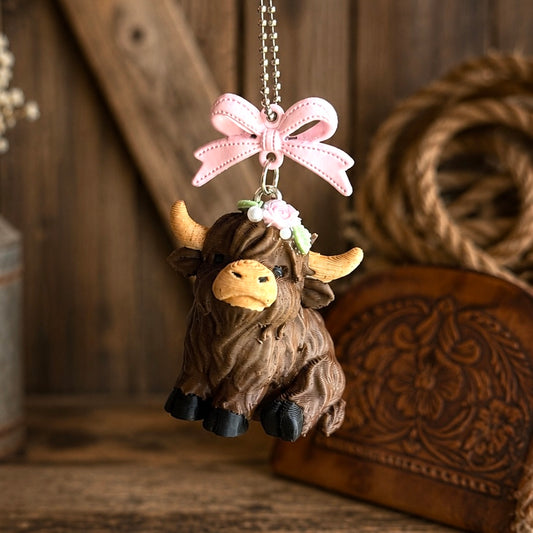 Floral Highland Cow Charm - Tumbler Handle Charm