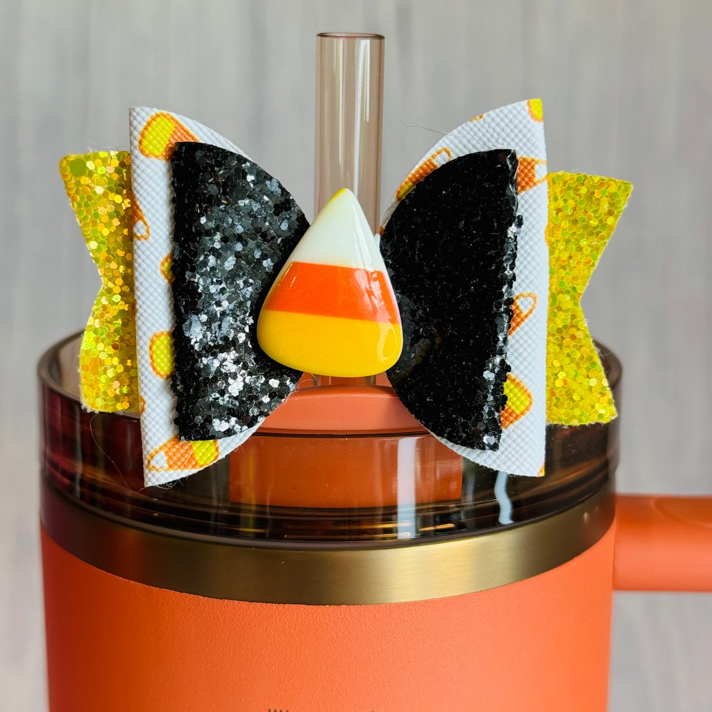 Candy Corn Tumbler Bow - Universal Fit