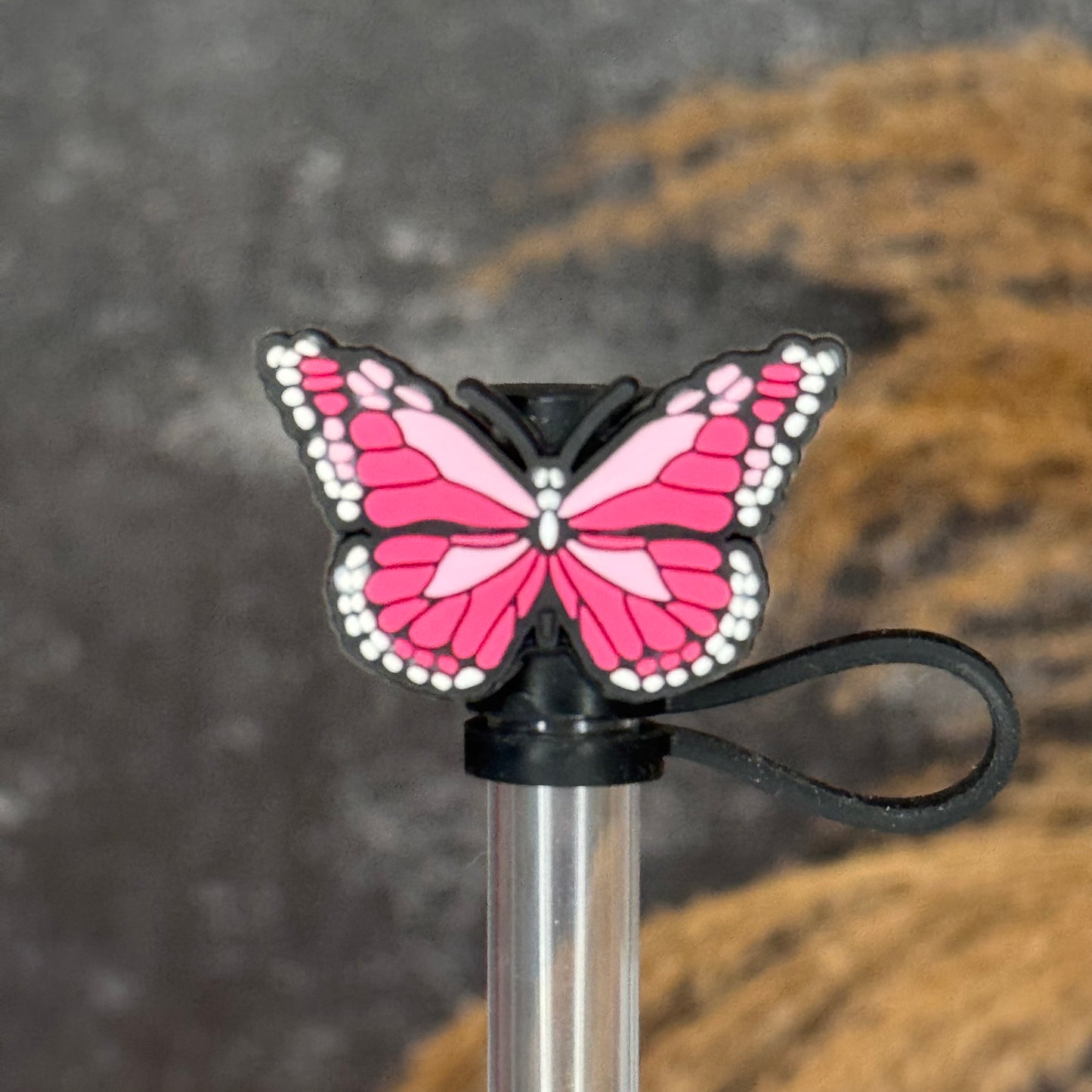 Butterfly Pink Straw Topper