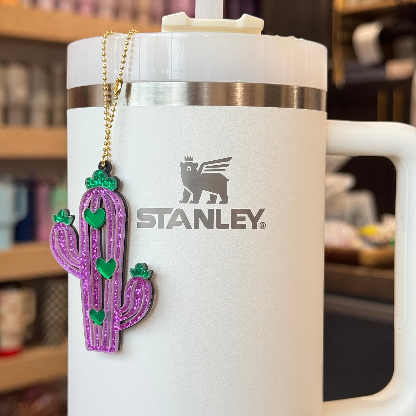 Sparkly Cactus Charm - Tumbler Handle Charm