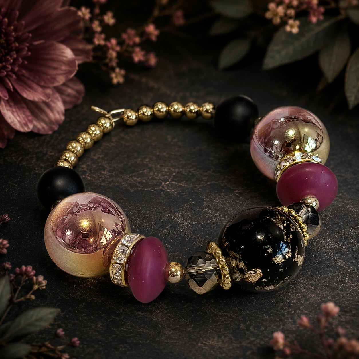 Midnight Floral Halo Charm - Tumbler Handle Charm