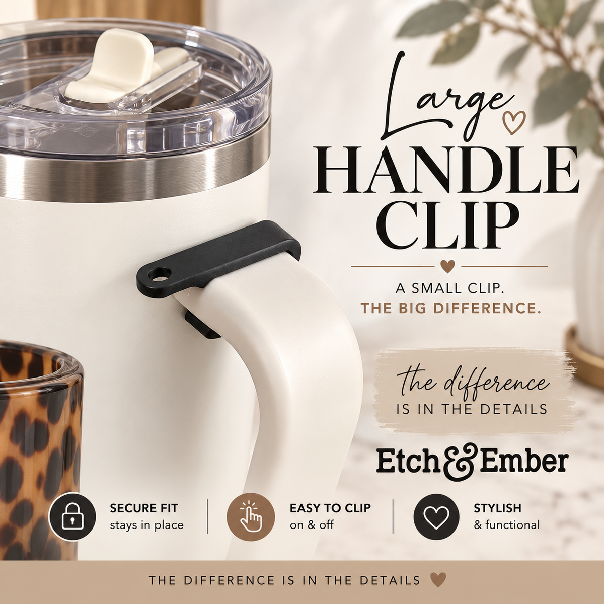 Large Black Handle Charm Clip