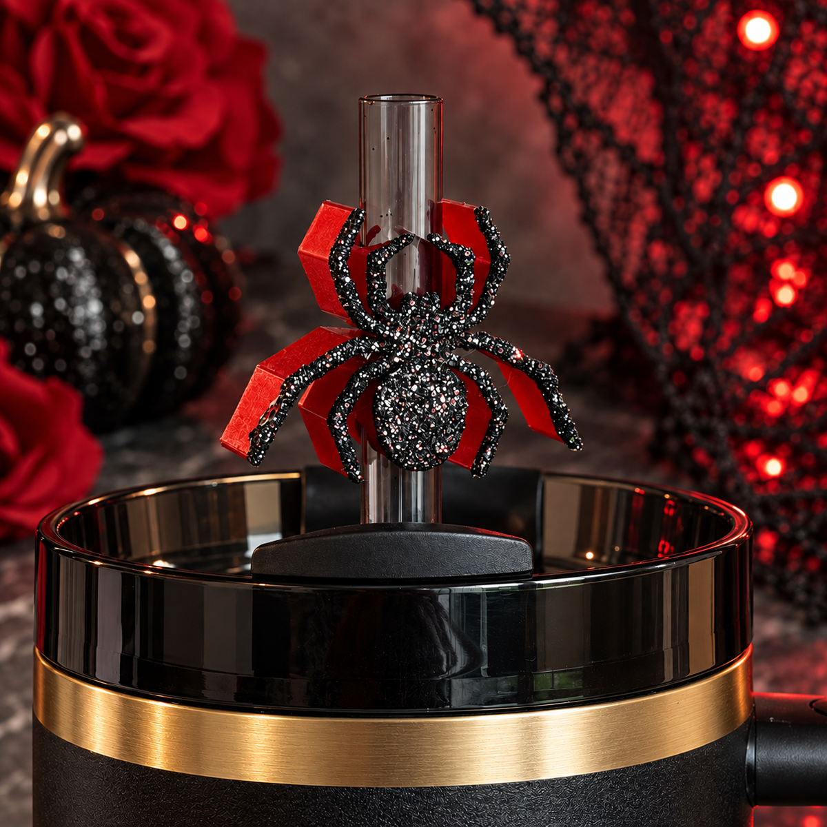 Black Widow Spider Straw Charm