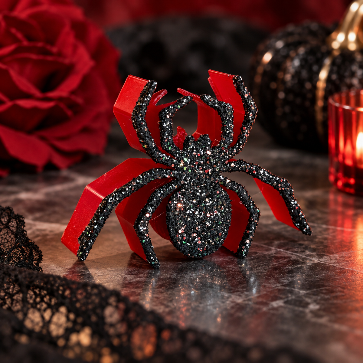 Black Widow Spider Straw Charm