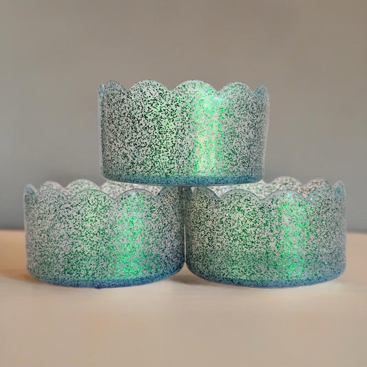 Green Glitter Scalloped Tumbler Boot -fits 20-40oz