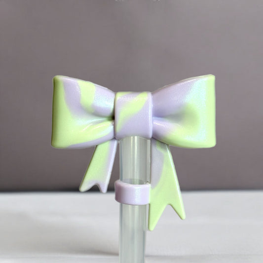 Hypnotic Green 3D Bow Straw Topper