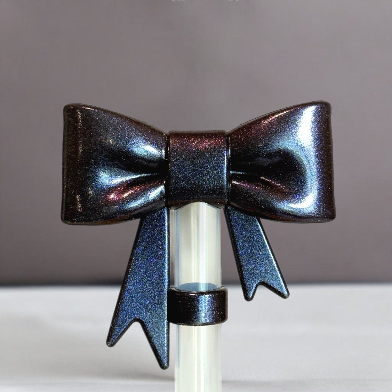 Dark Midnight Mirage 3D Bow Straw Topper