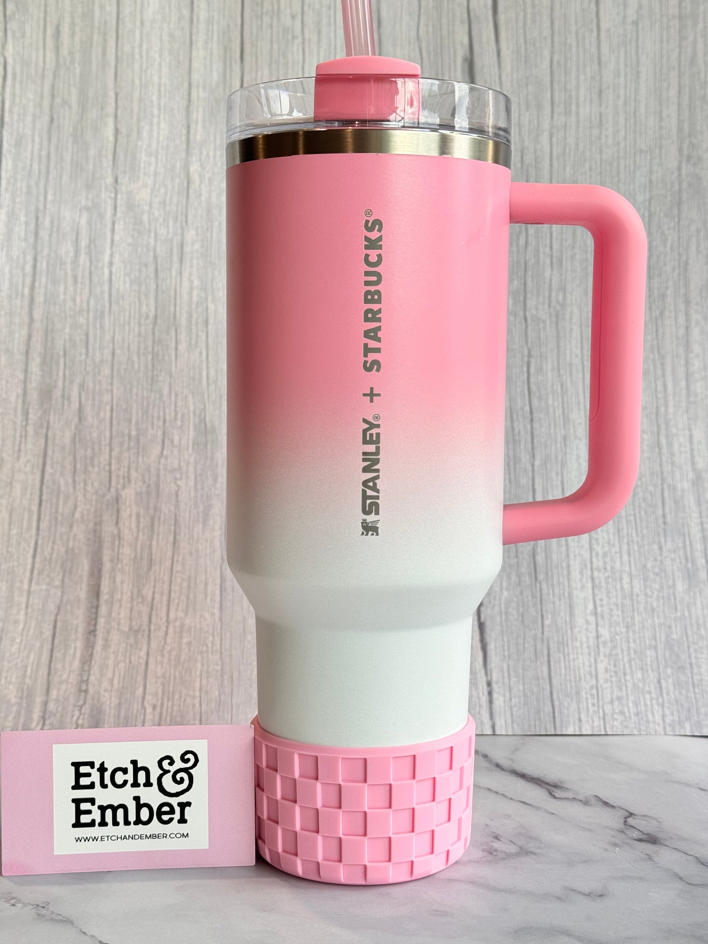 FLAMINGO PINK CHECKERS Tumbler Boot -fits 20-40oz New!