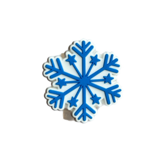 Snowflake Winter Straw Topper- Blue White