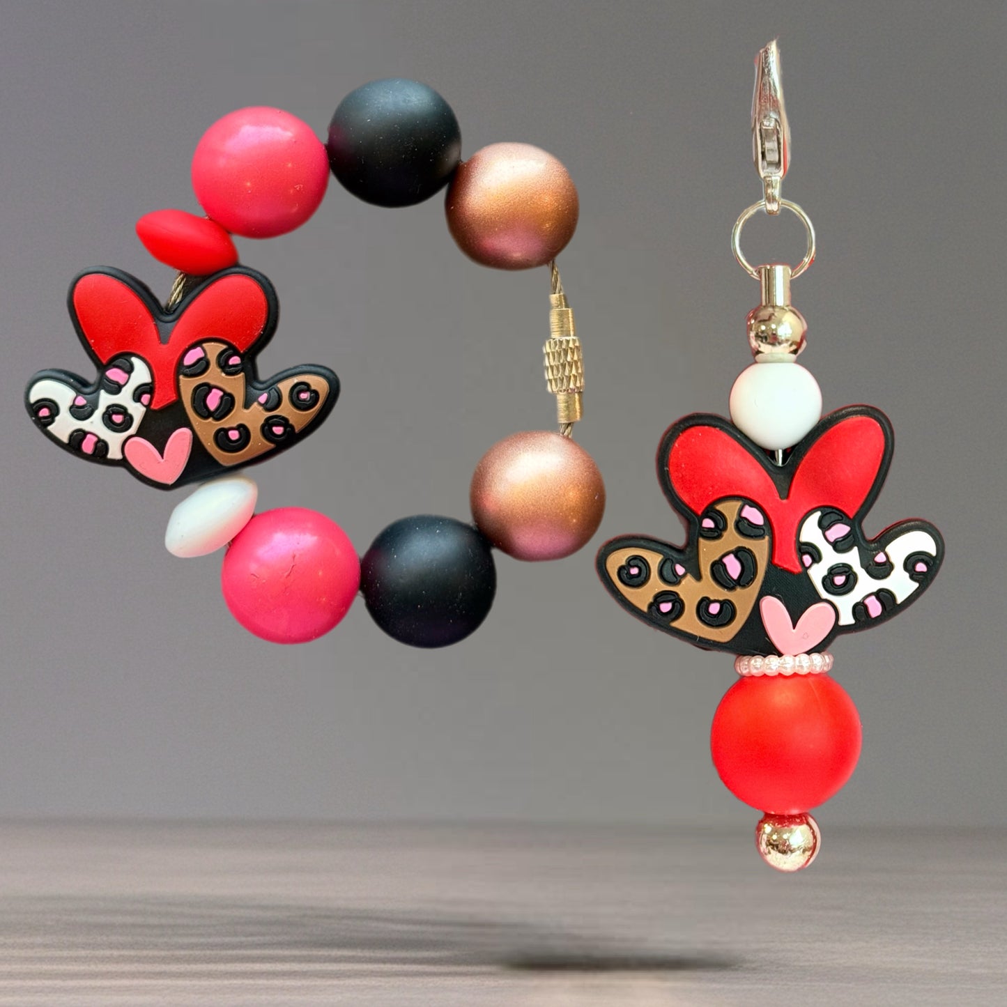 CHEETAH HEARTS Charm - Tumbler Handle Charm