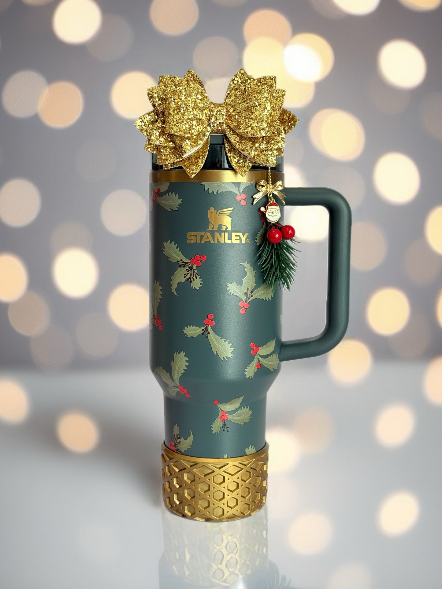 Christmas Holly Charm - Tumbler Handle Charm