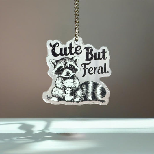 Cute but Feral Raccoon Charm- Tumbler Handle Charm