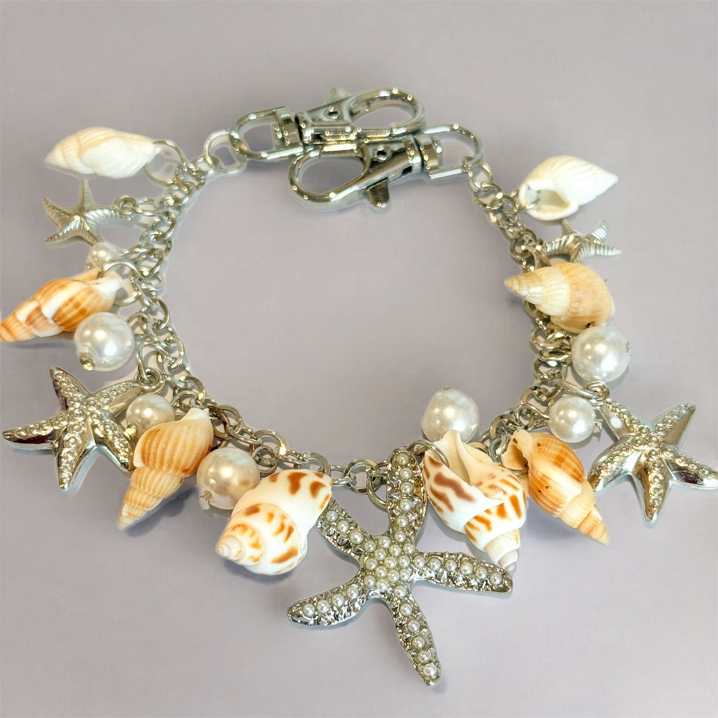 Sea Shells Silver Deluxe Tumbler Charm Necklace