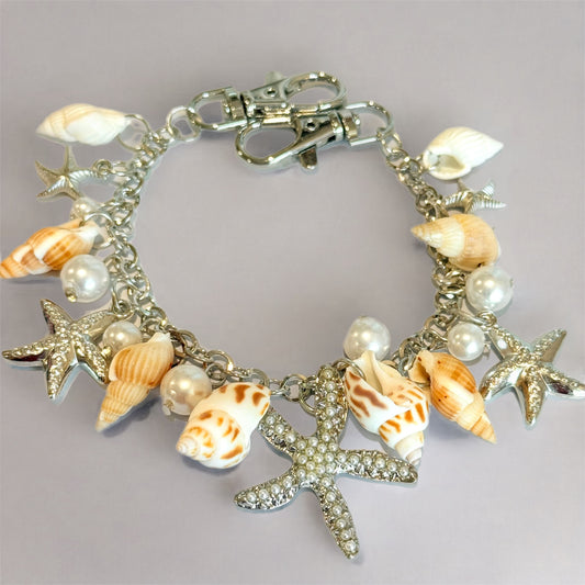 Sea Shells Silver Deluxe Tumbler Charm Necklace