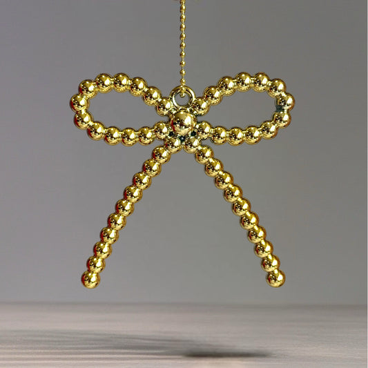 Gold Beaded Bow Charm - Tumbler Handle Charm