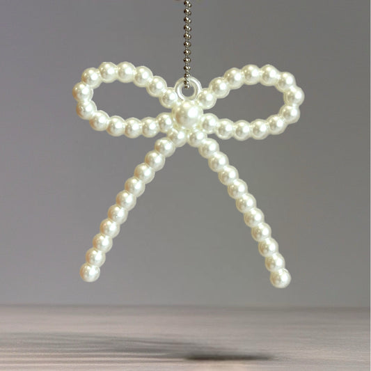 Pearl Beaded Bow Charm - Tumbler Handle Charm