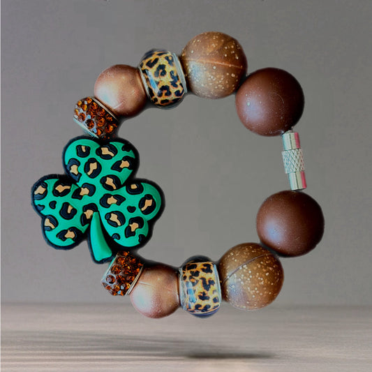 Leopard Clover Bracelet - Tumbler Handle Charm