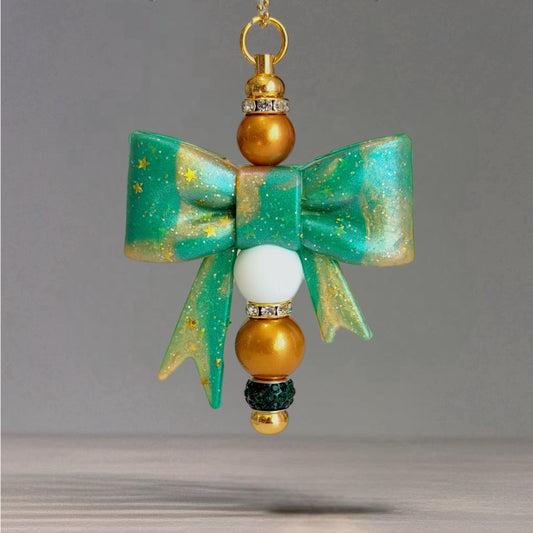 Shamrock Shimmer 3d Bow Charm - Tumbler Handle Charm