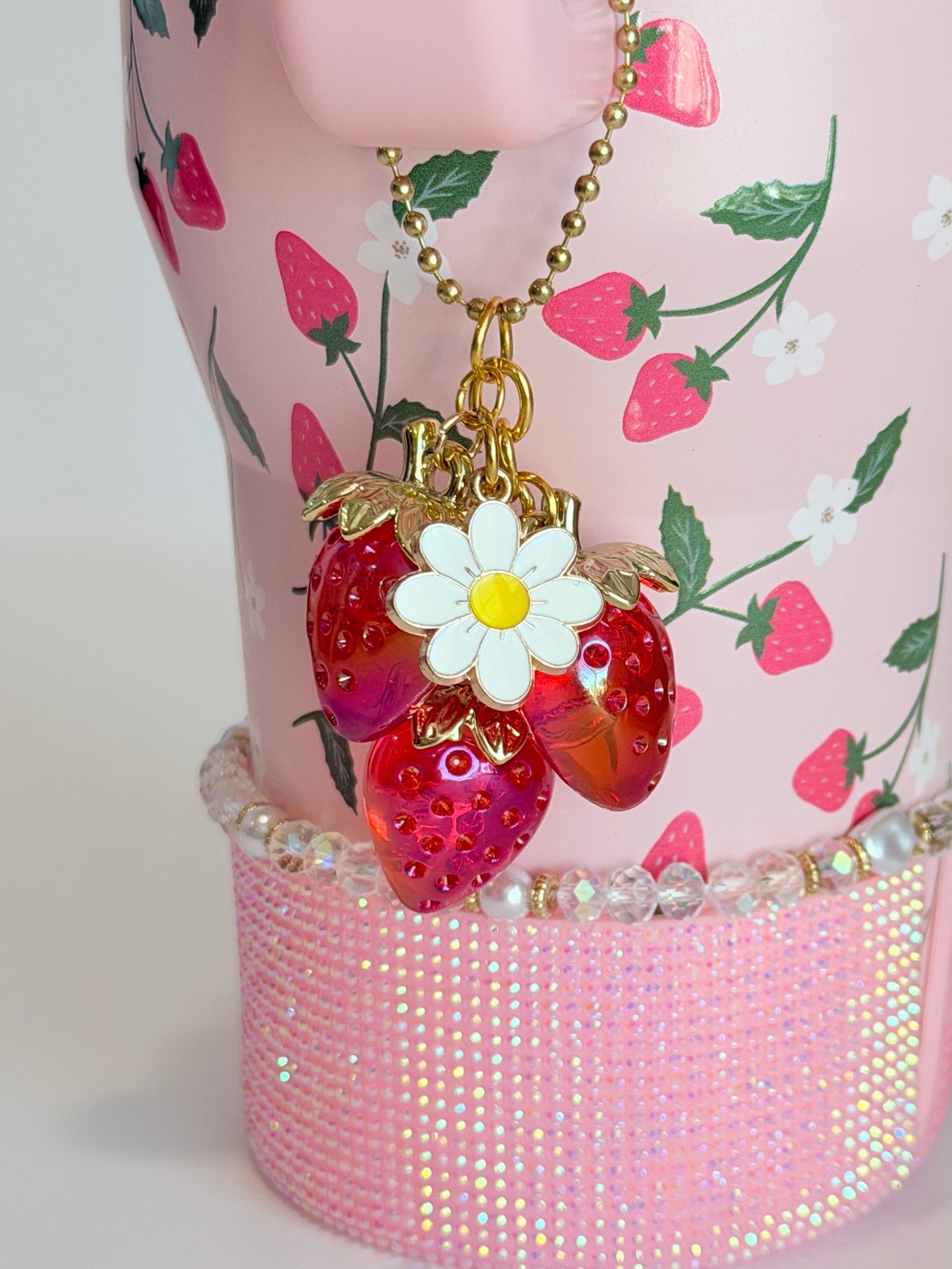 Deluxe Strawberry Charm - Tumbler Handle Charm