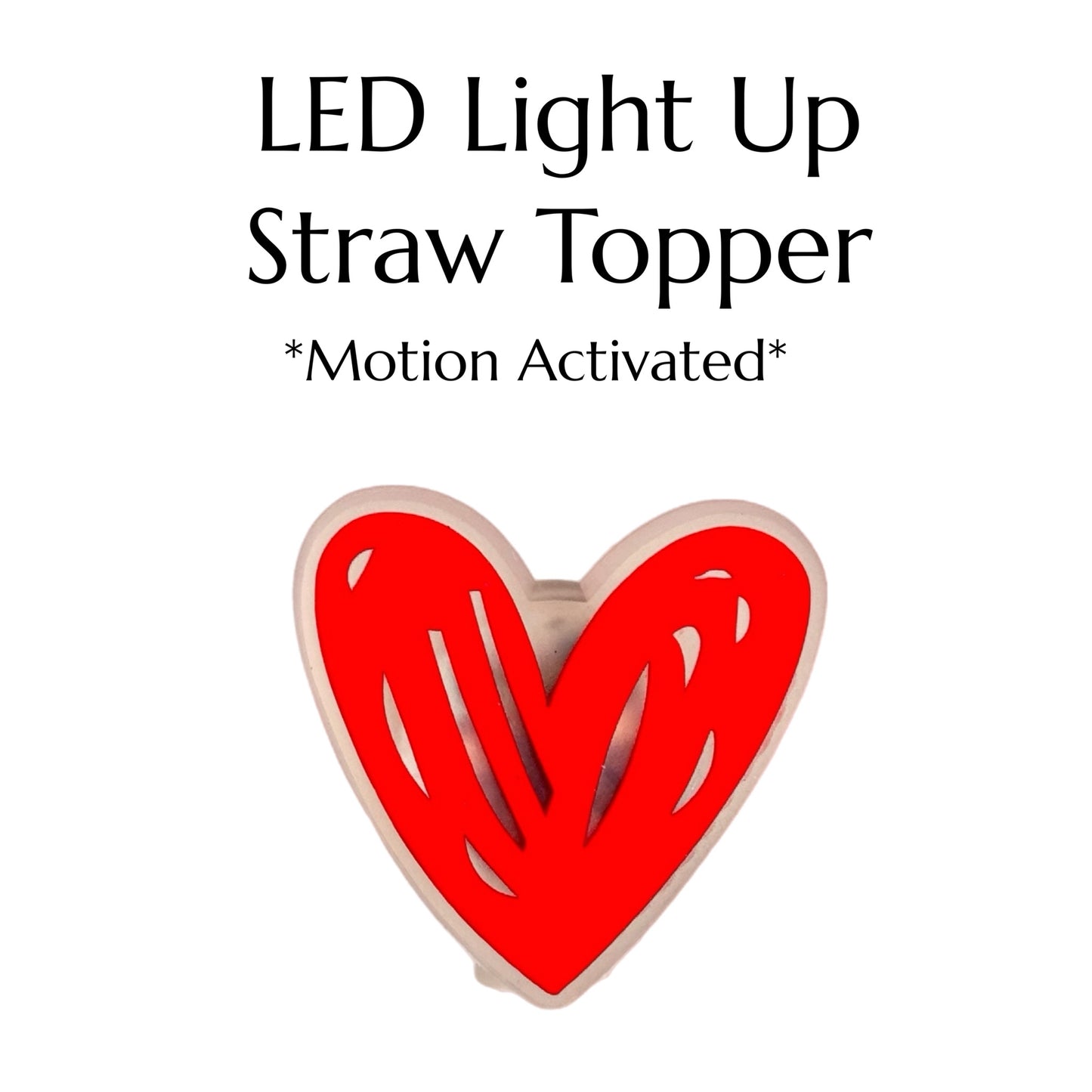 LED LIGHT UP HEART Straw Topper