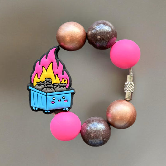Dumpster Fire Handle Bracelet - Tumbler Handle Charm