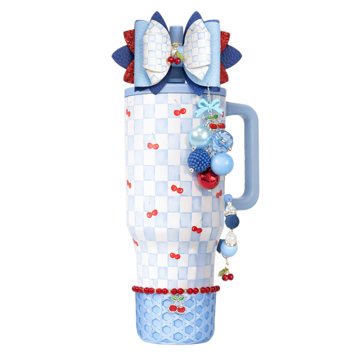 Cherry Checkers Mini Bauble Charm - Tumbler Handle Charm