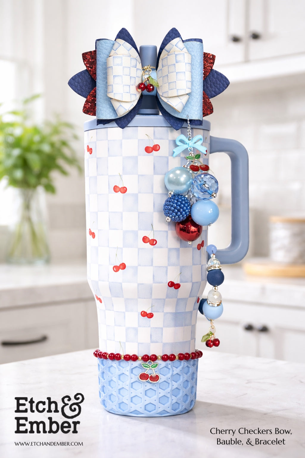 Cherry Checkers VersaBow™ Universal Tumbler Bow