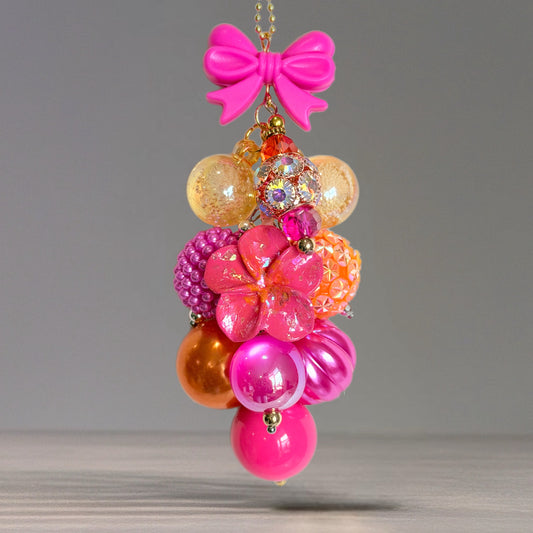 Peachy Pink Hibiscus Bauble Charm - Tumbler Handle Charm