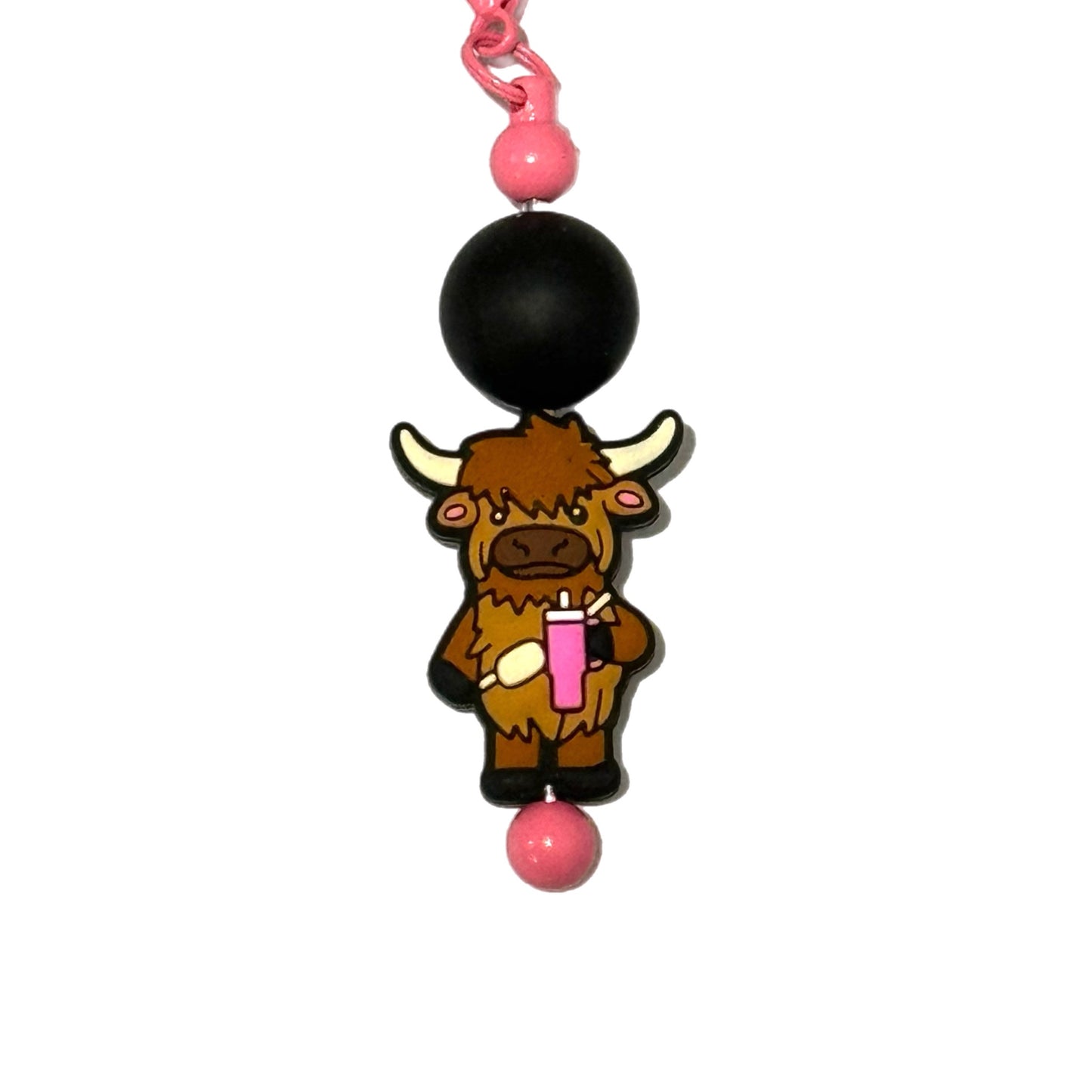 TRENDY HIGHLAND COW Charm - Tumbler Handle Charm