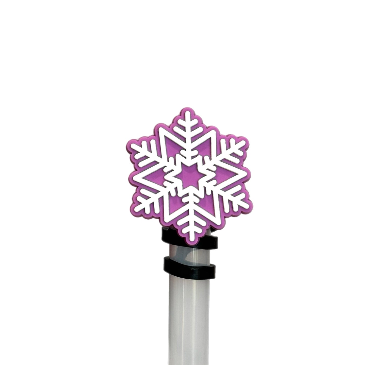 Snowflake Winter Straw Topper- Blue White