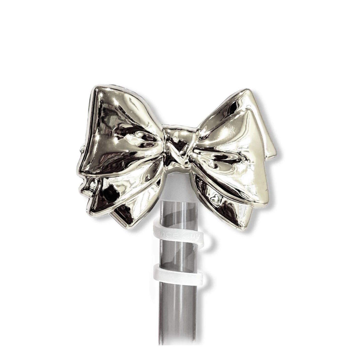 Deluxe Metallic Bow Metal Straw Topper