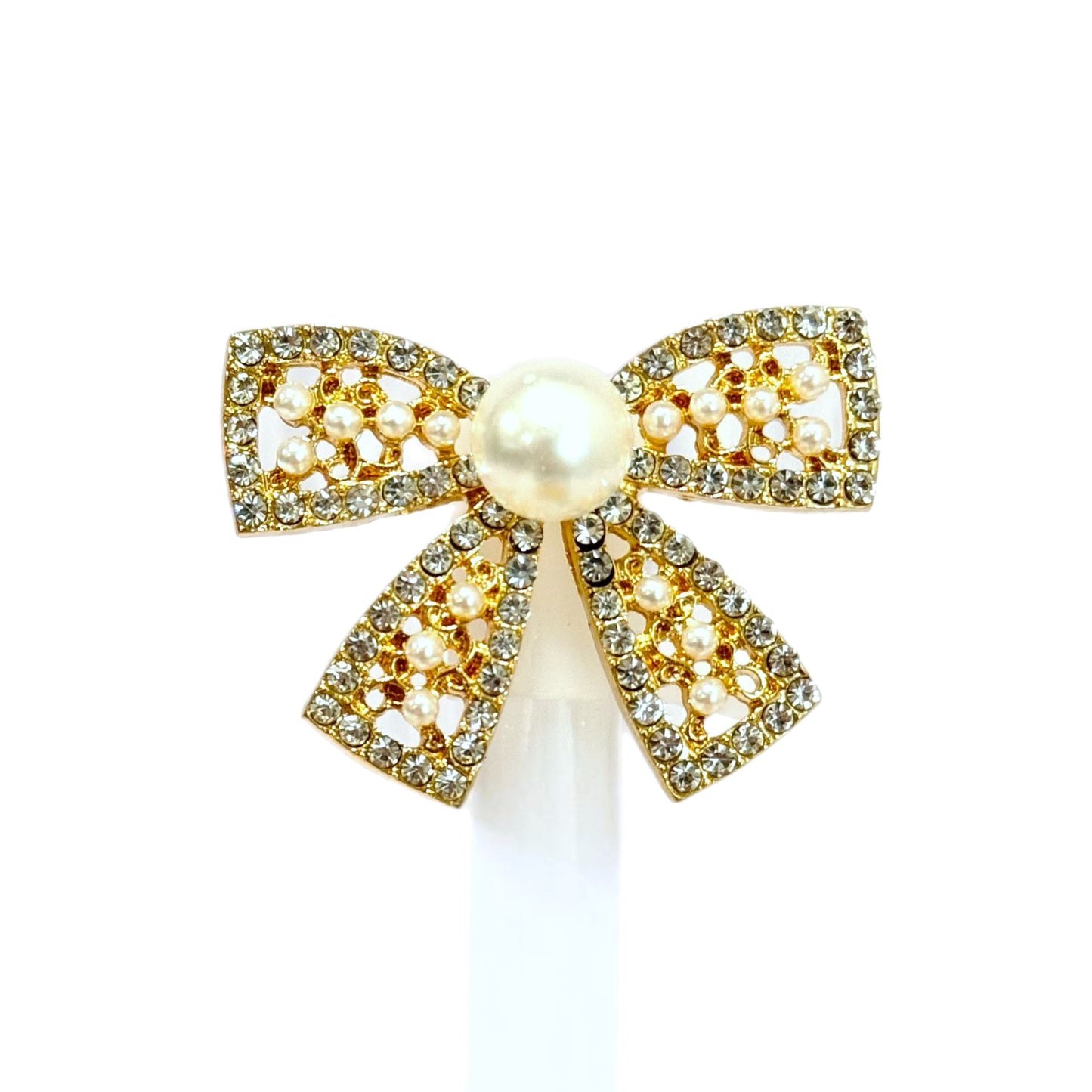 Diamonds & Pearls Bow Deluxe Metal Straw Topper