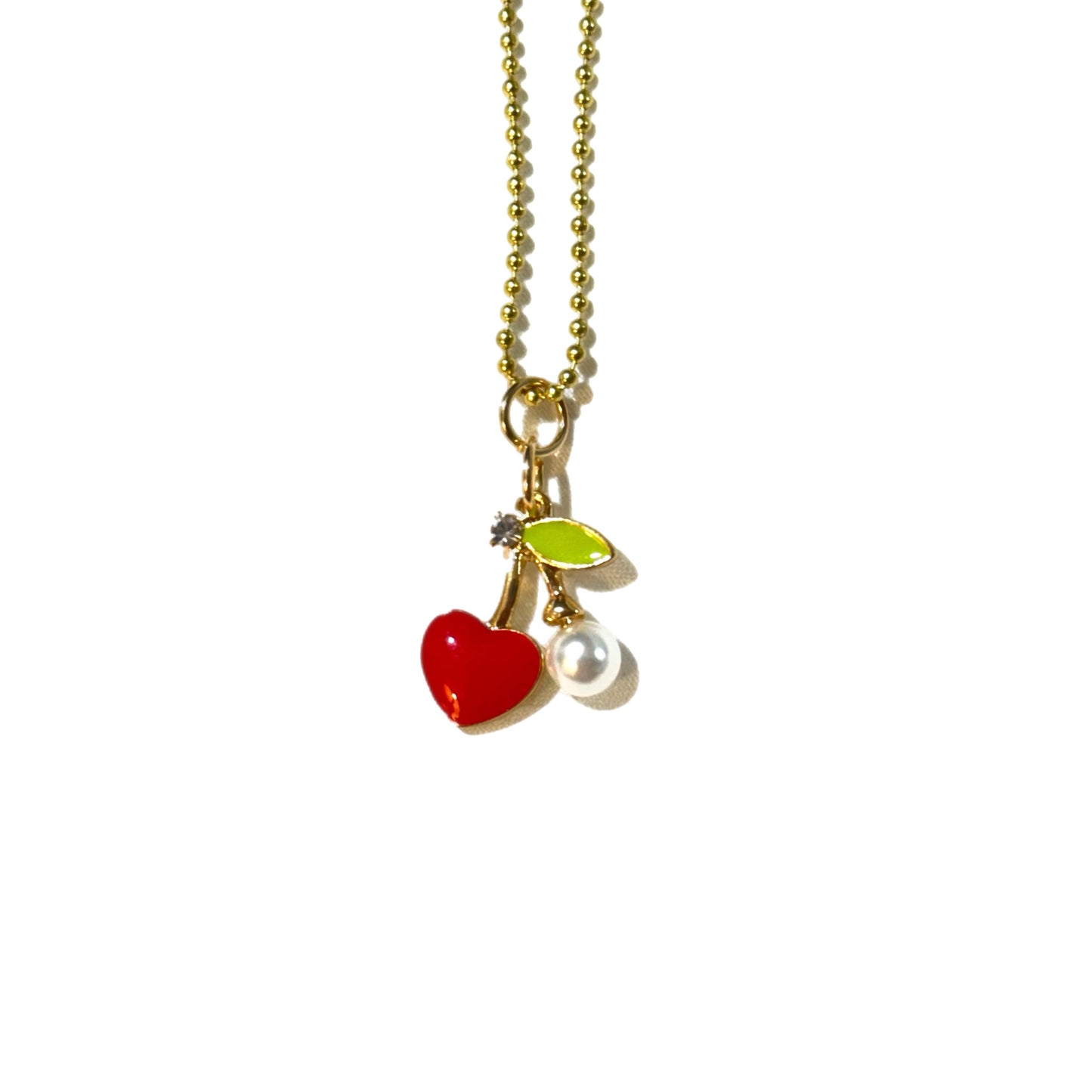 Tiny Pearl Cherry Charm - Tumbler Handle Charm