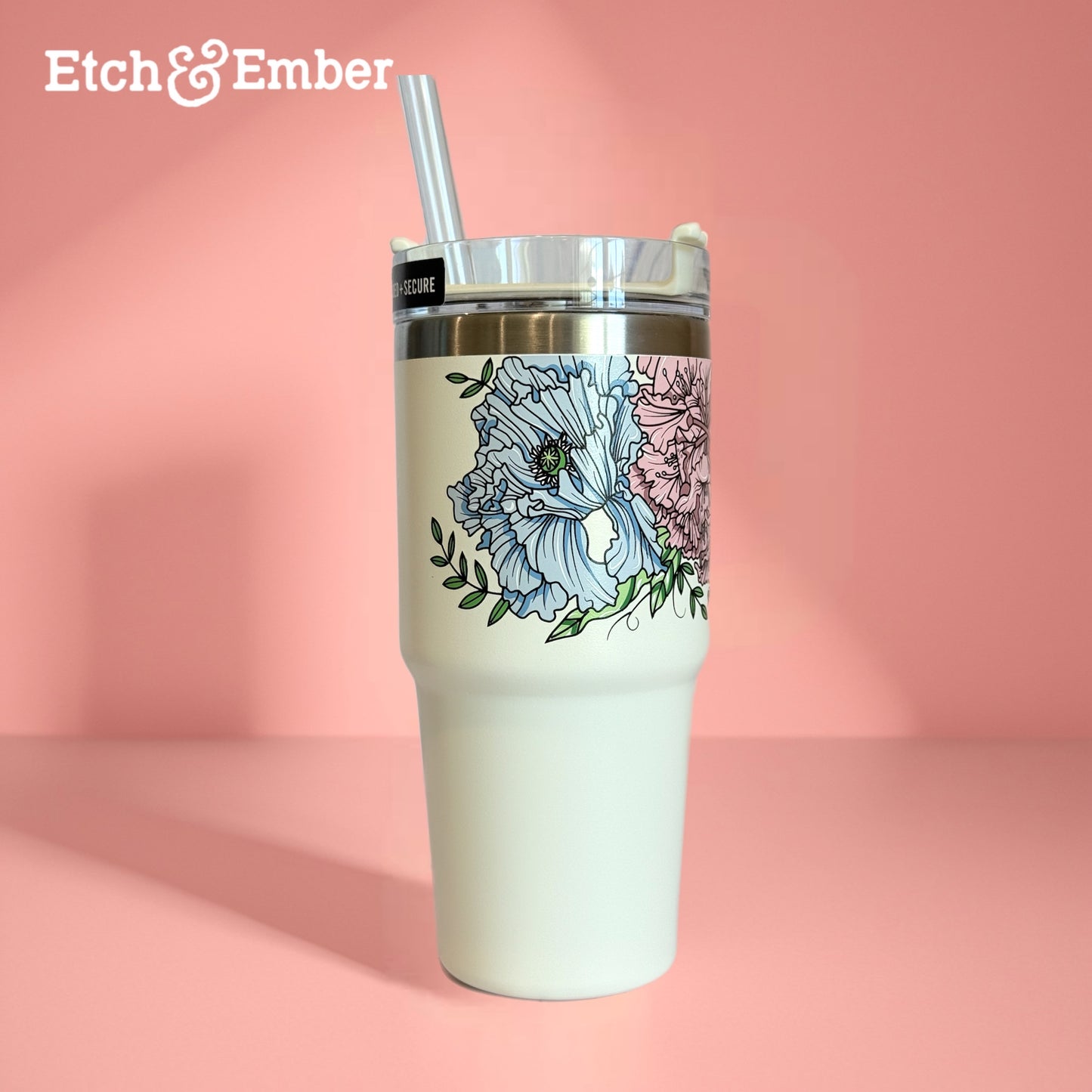 Stanley 16oz Adventure Quencher Tumblers OG Cream Floral Overseas Release